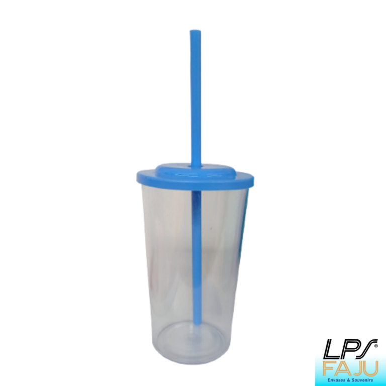 Vaso De Pl Stico Cristal Con Tapa Y Sorbete Lps Faju