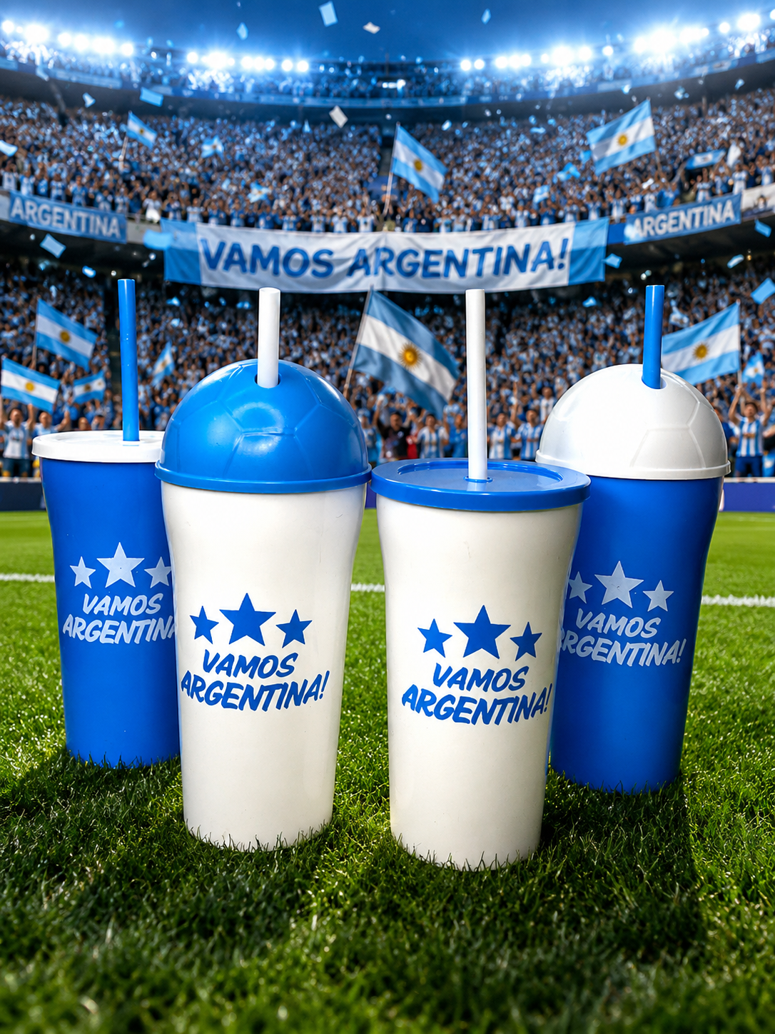 Vaso de plastico ¡Vamos Argentina! MODELO A ELECCIÓN tapa pelota/plana sorbete COLOR. Capacidad 400cc Medida 8x13.5cm Color: Celeste o blanco
POR UN TEMA DE REPOSICIÓN, DE MOMENTO OFRECEMOS SORBETE CELESTE PASTEL O BLANCO