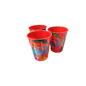 Vaso Plástico 300cc Dinosaurio . Medida 9cm alto, 8,5cm boca